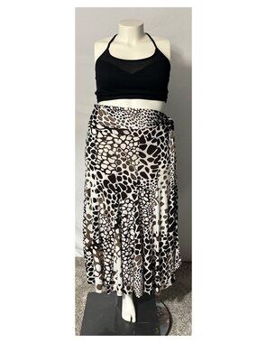 Lapis Womens L Brown Cream Giraffe Print Convertible Maxi Skirt Midi Dress